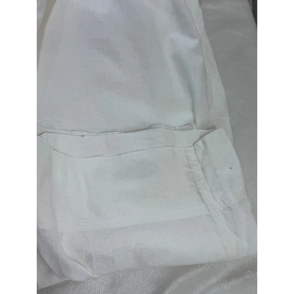 Zara Womens S White Linen Blend Wide Leg Pants Coastal Minimalist Quiet Luxury